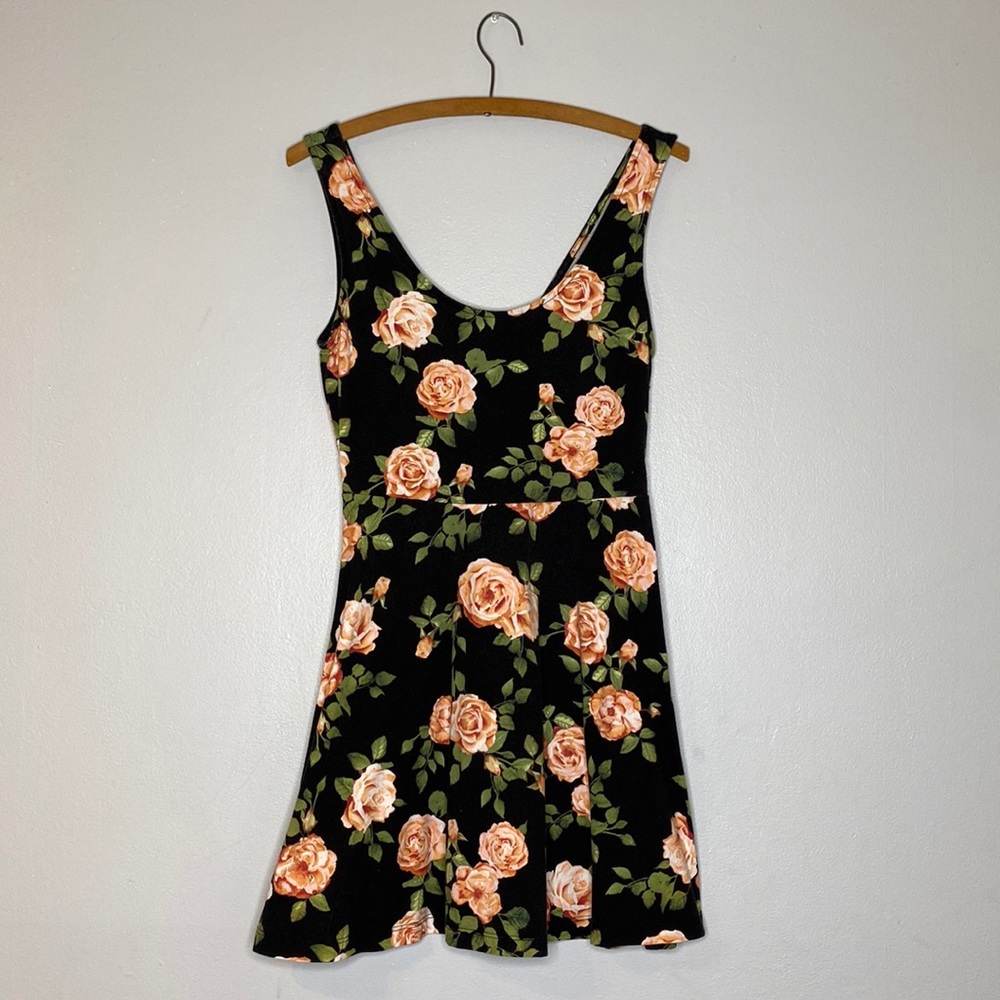 Short cotton knit a line floral dress